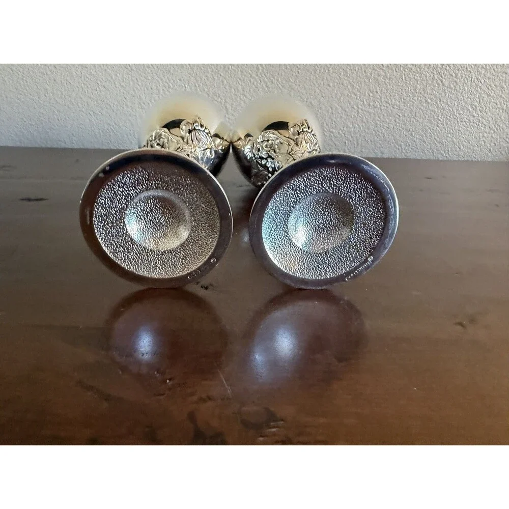 Godinger Silver Tone Wine Goblets Grape Vine Motif On Stems Set Of 2